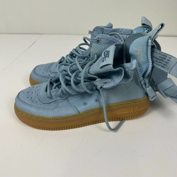 Nike SF Air Force 1 Mid GS “Ocean Bliss” Blue Leather Canvas Sz 4Y - Picture 4 of 8